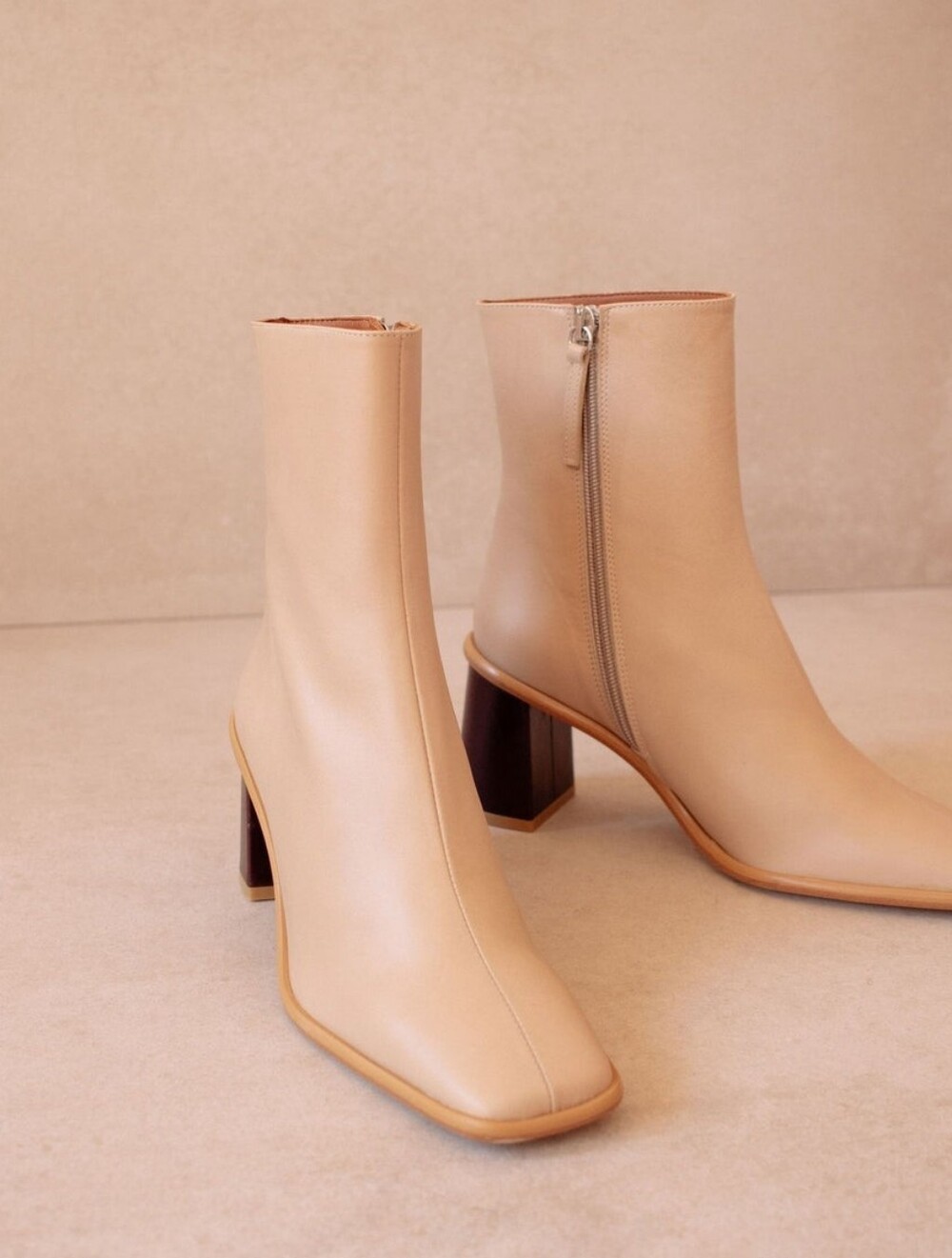 Aloha Women’s Tan Leather Mid-Heel Ankle Boots